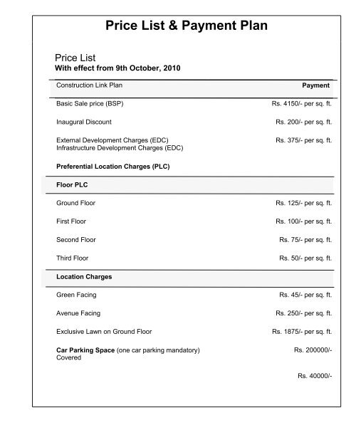 Price List